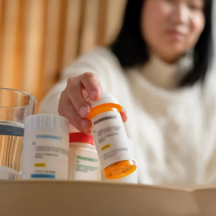 Prescription medication, softly blurred